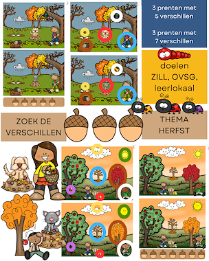 Lesmateriaal Herfst: zoek de verschillen van auteur Little Play Friends slide 1