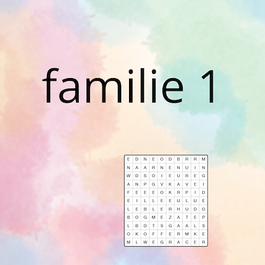 Lesmateriaal AN - mijn familie (deel 1) - spel 4: woordzoeker van auteur Peggy Van Rompaey