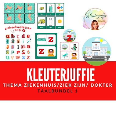 Lesmateriaal Kleuterjuffie, taalbundel 1 thema zorg ziekenhuis ziek van auteur Kleuterjuffie