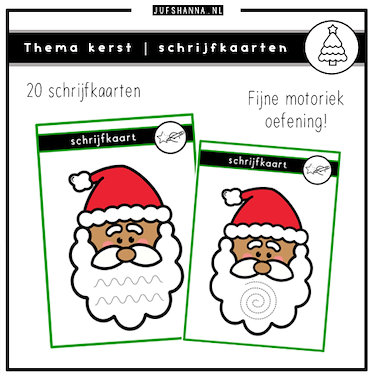 Lesmateriaal Thema kerst | Schrijfkaarten schrijfpatronen van auteur Juf Shanna