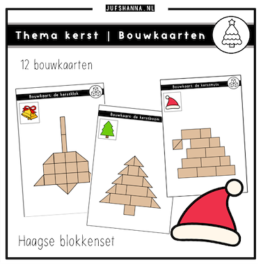 Lesmateriaal Thema kerst | 12 bouwkaarten van auteur Juf Shanna