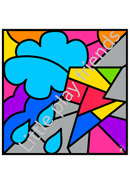 Lesmateriaal Kleuren naar voorbeeld thema het weer  van auteur Little Play Friends slide 3