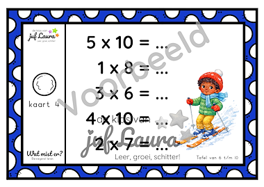 Lesmateriaal Winter - Bundel - Wat mist er? - Tafelsommen van auteur De klas van juf Laura slide 2