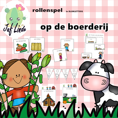 Lesmateriaal rollenspel op de boerderij BLOKLETTERS van auteur juf Linde slide 2