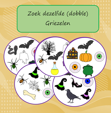 Lesmateriaal Dobble Griezelen van auteur Jabbedabbedoe