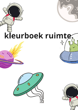 Lesmateriaal Kleurboek thema ruimte van auteur Kleuterjuf Monique slide 1