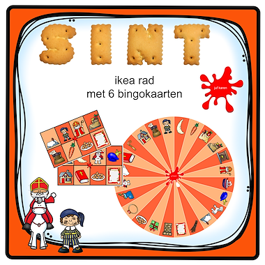 Lesmateriaal ikea rad Sint met 6 bingokaarten van auteur juf Karen