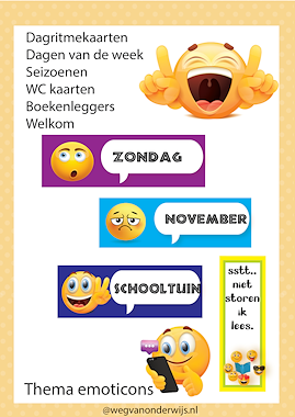 Lesmateriaal Dagritmekaarten emoticons van auteur wegvanonderwijs slide 1