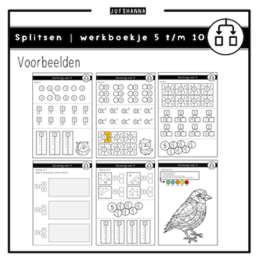 Lesmateriaal Splitsen | Werkboekje splitsingen 5 t/m 10 van auteur Juf Shanna slide 2