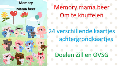 Lesmateriaal memory - knuffelen met mama beer van auteur Little Play Friends