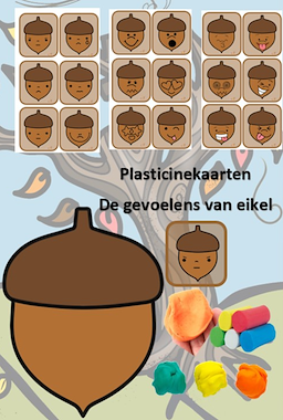 Lesmateriaal herfst - plasticinekaarten - de gevoelens van eikel van auteur Little Play Friends