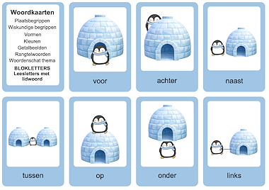 Lesmateriaal Thema winter : woordkaarten( BLOKLETTERS/leesletters lidwoor van auteur Juf Katy
