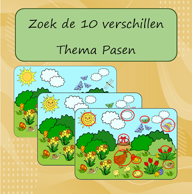 Lesmateriaal Zoek de 10 verschillen Pasen van auteur Jabbedabbedoe slide 1