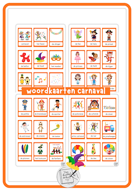 Lesmateriaal Woordkaarten carnaval van auteur Van krabbel tot krul
