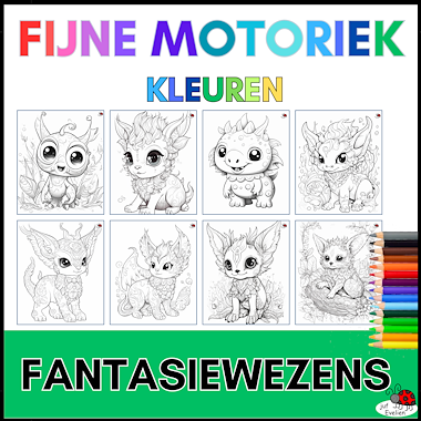 Lesmateriaal fijne motoriek kleuren: fantaziewezens van auteur juf Evelien