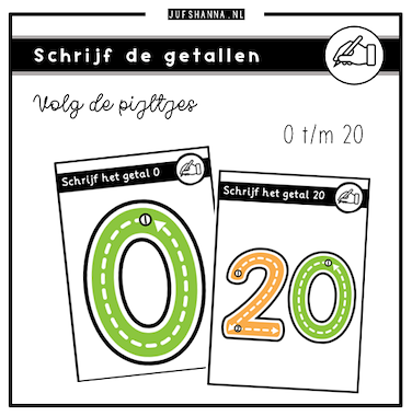 Lesmateriaal Getallen | Kaartjes schrijf de getallen van auteur Juf Shanna