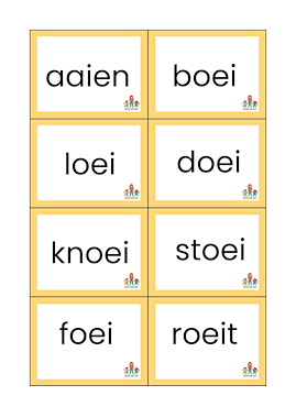 Lesmateriaal propjesdictee aai, ooi, oei van auteur de beweegjuf