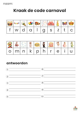 Lesmateriaal Kraak de code carnaval van auteur de beweegjuf slide 2