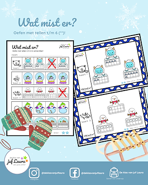 Lesmateriaal Winter - Wat mist er? - Tellen t/m 6 (**) van auteur De klas van juf Laura
