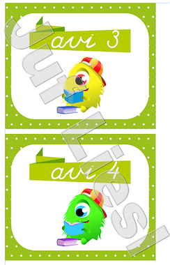 Lesmateriaal Classdojo avi kaartjes  van auteur De monsterklas van Juf Liesl