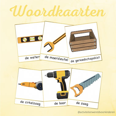 Lesmateriaal Op de bouwplaats - woordkaarten gereedschap  van auteur Nanny Melissa