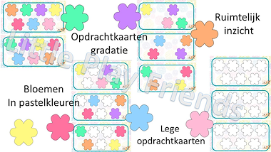 Lesmateriaal bloemenspel met opdrachtkaarten en bloemen in 1 kleur van auteur Little Play Friends slide 3