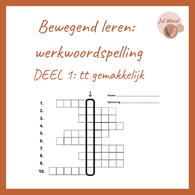 Lesmateriaal Bewegend leren: werkwoordspelling tegenwoordige tijd  van auteur Juf Wiezel