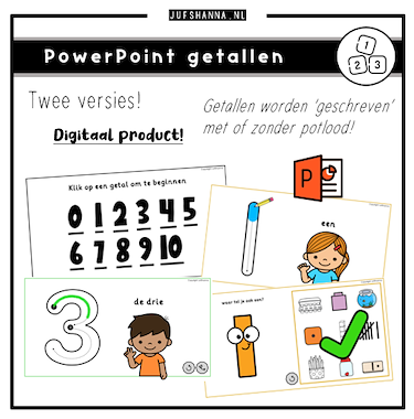 Lesmateriaal Getallen | PowerPoint getallen schrijvend van auteur Juf Shanna