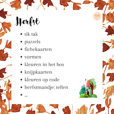 Lesmateriaal Herfst - uitbreiding JONGSTE kleuters van auteur MiaenCo slide 3