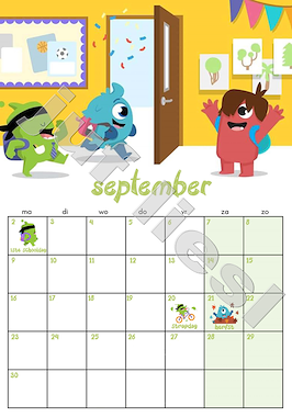 Lesmateriaal Maandkalender 2024-2025 classdojo monsters van auteur De monsterklas van Juf Liesl