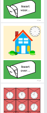 Lesmateriaal Bewegend leren: klokkijken. Herkennen van heel/ half / kwart van auteur Juf ilona slide 2