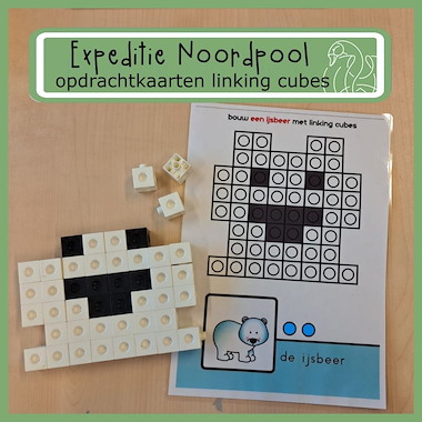 Lesmateriaal expeditie Noordpool - opdrachtkaarten linking cubes van auteur Zwaanzinnig onderwijs slide 1