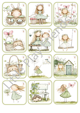 Lesmateriaal Schattige memory - meisje in de tuin - lente en zomer van auteur Little Play Friends slide 3