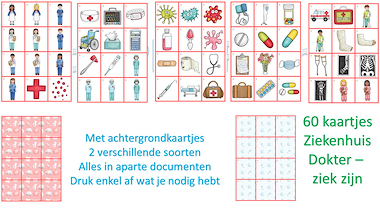 Lesmateriaal Memory - ziek zijn - ziekenhuis - dokter van auteur Little Play Friends slide 2