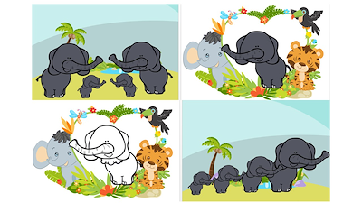 Lesmateriaal de cijfer-stapel-meet-tel olifanten van auteur Little Play Friends slide 4