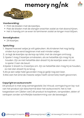 Lesmateriaal Memory ng/nk van auteur de beweegjuf slide 3