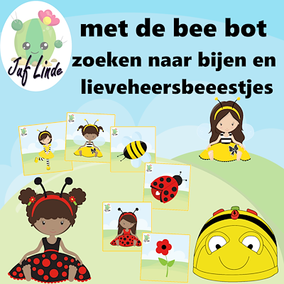 Lesmateriaal met de bee bot zoeken naar bijen en lieveheersbeestjes van auteur juf Linde