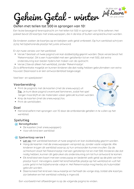 Lesmateriaal Winter - Geheim Getal - Tellen tot 500 in sprongen van 10 van auteur De klas van juf Laura slide 4