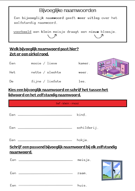 Lesmateriaal Werkblaadje bijvoeglijke naamwoorden van auteur Aruna_vrtngn slide 2
