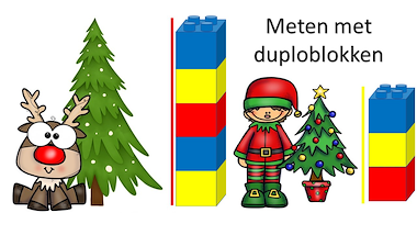 Lesmateriaal kerstmis - meten met duplo-blokken van auteur Little Play Friends slide 2