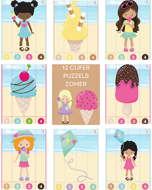Lesmateriaal cijfer-puzzel de zomer van auteur Little Play Friends