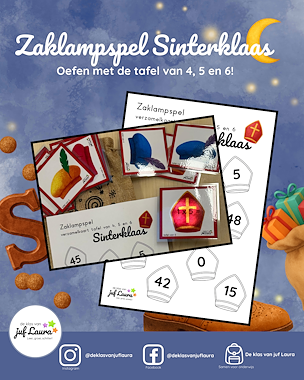 Lesmateriaal Sinterklaas - Zaklampspel - Tafel 4 t/m 6 van auteur De klas van juf Laura
