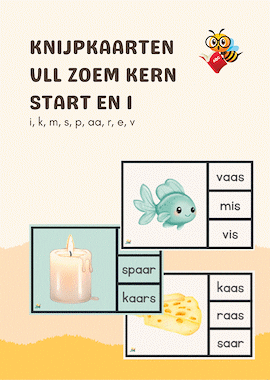 Lesmateriaal Knijpkaarten VLL-Zoem kern start en kern 1 met schrijfblad van auteur Jana slide 1