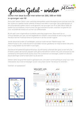 Lesmateriaal Winter - Bundel - Geheim Getal - Sprongen van 10 van auteur De klas van juf Laura slide 4