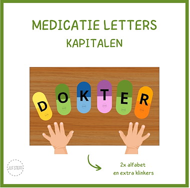 Lesmateriaal medicijnen schrijfhoek - kapitalen van auteur Juf Steffi