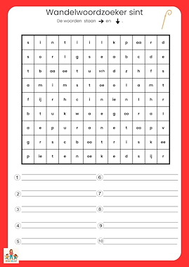 Lesmateriaal Wandelwoordzoeker Sint van auteur de beweegjuf slide 2