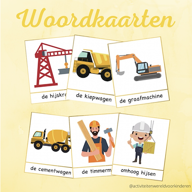 Lesmateriaal Op de bouwplaats - woordkaarten algemeen van auteur Nanny Melissa