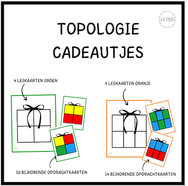 Lesmateriaal topologie cadeautjes  van auteur Juf Steffi