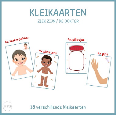 Lesmateriaal Kleikaarten - ziek zijn / de dokter van auteur Juf Steffi