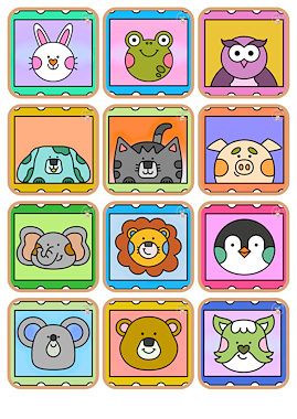 Lesmateriaal memory dierenhoofdjes - klik op de foto van auteur Little Play Friends slide 4